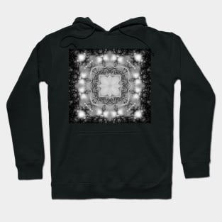 Glowing black and white mandala in space Hoodie